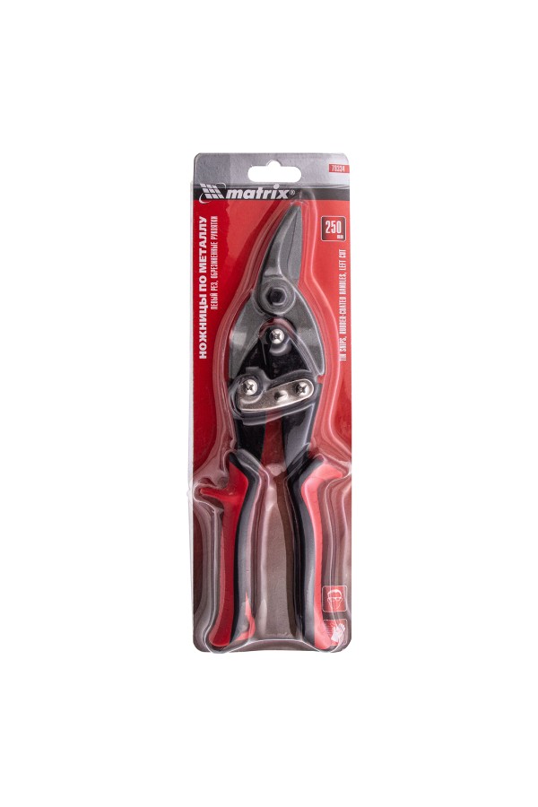 Ножницы по металлу, 250 мм, левые, обрезиненные рукоятки Matrix