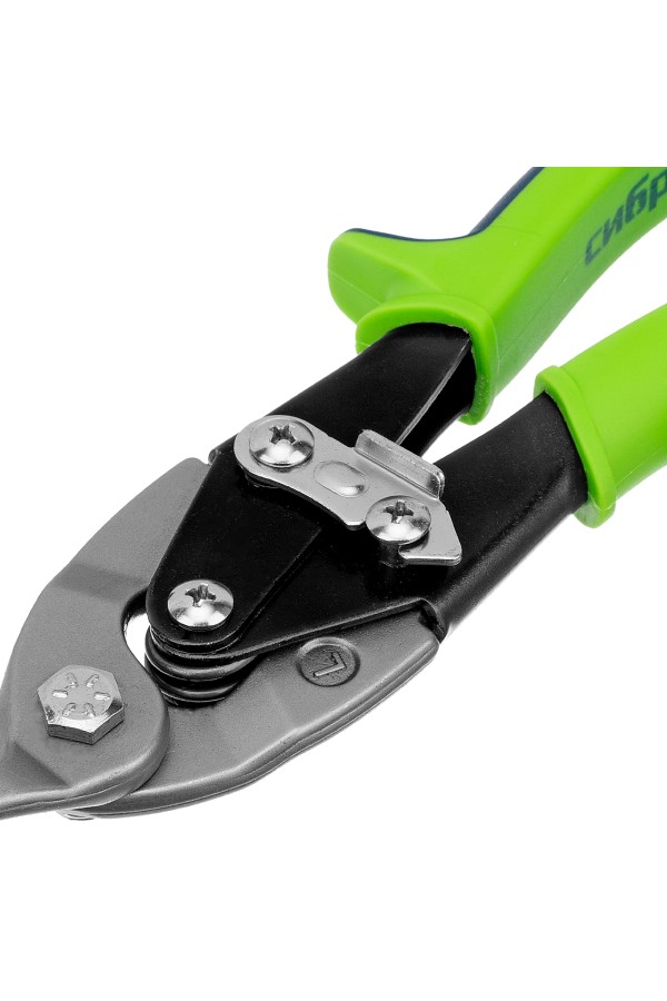 Ножницы по металлу, 250 мм, левый рез, сталь С55, двухкомпонентные рукоятки СИБРТЕХ