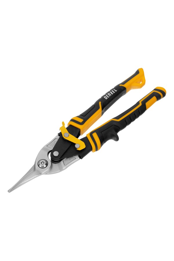 Ножницы по металлу, 270 мм, прямой рез, сталь-CrMo, трехкомпонентные рукоятки Denzel