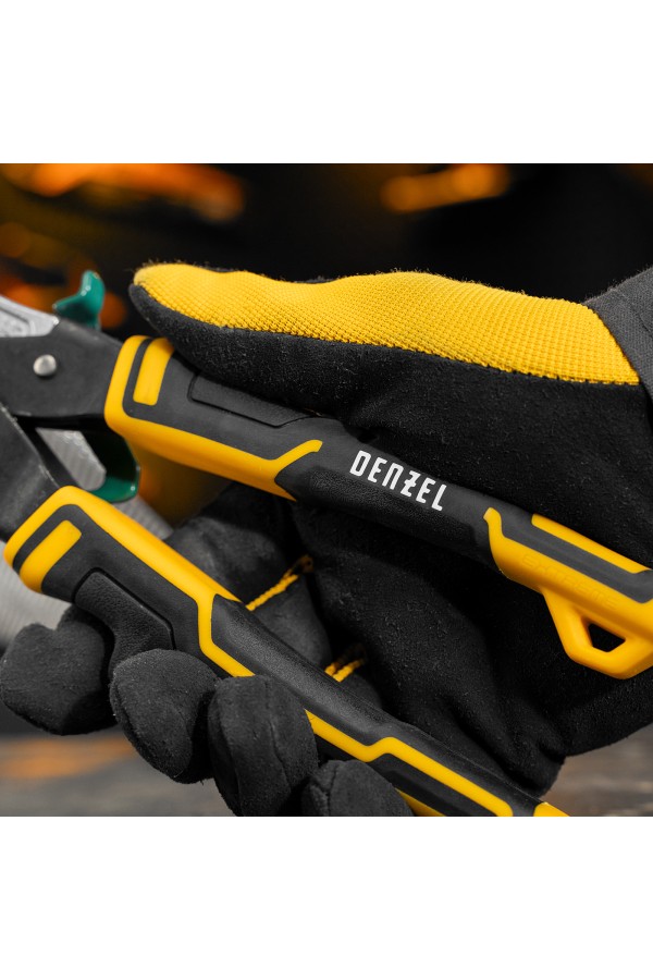 Ножницы по металлу, 270 мм, прямой и правый рез, сталь-СrMo, трехкомпонентные рукоятки Denzel