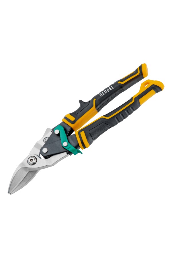 Ножницы по металлу, 270 мм, прямой и правый рез, сталь-СrMo, трехкомпонентные рукоятки Denzel
