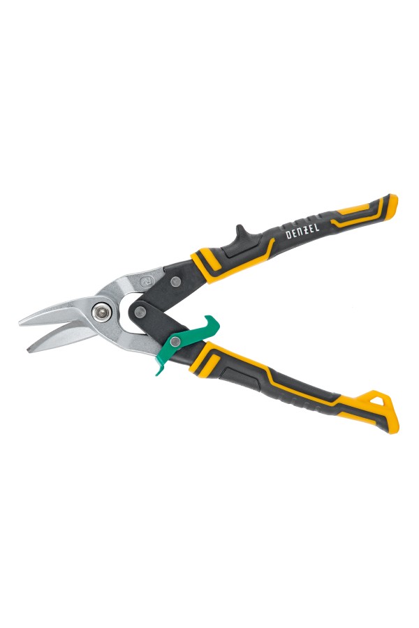 Ножницы по металлу, 270 мм, прямой и правый рез, сталь-СrMo, трехкомпонентные рукоятки Denzel
