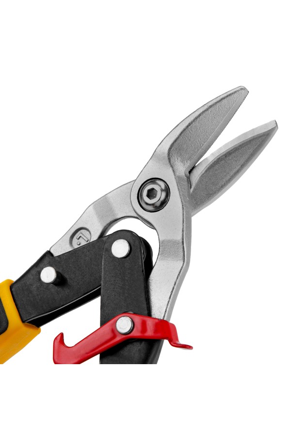 Ножницы по металлу, 270 мм, прямой и левый рез, сталь-СrMo, трехкомпонентные рукоятки Denzel