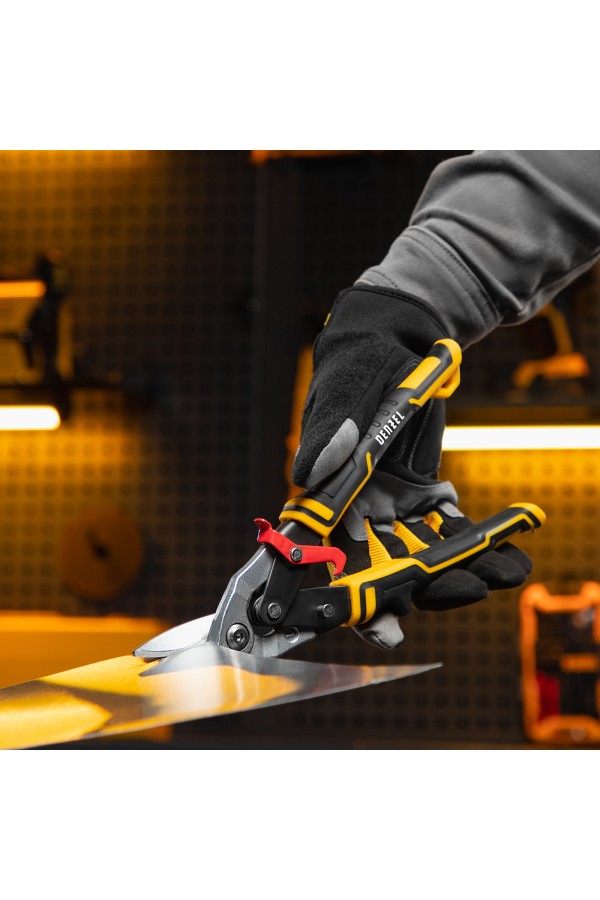 Ножницы по металлу, 270 мм, прямой и левый рез, сталь-СrMo, трехкомпонентные рукоятки Denzel