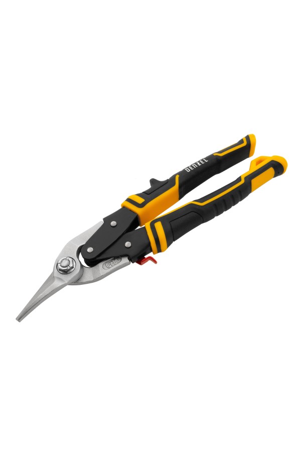 Ножницы по металлу, 270 мм, прямой и левый рез, сталь-СrMo, трехкомпонентные рукоятки Denzel