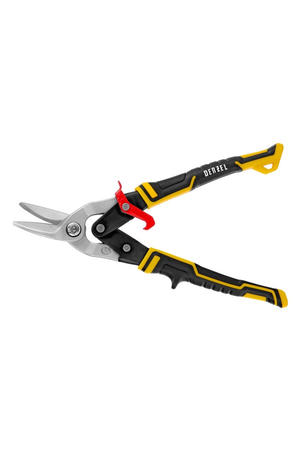 Ножницы по металлу, 270 мм, прямой и левый рез, сталь-СrMo, трехкомпонентные рукоятки Denzel