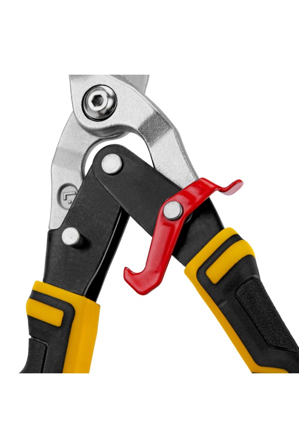 Ножницы по металлу, 270 мм, прямой и левый рез, сталь-СrMo, трехкомпонентные рукоятки Denzel