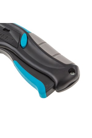 Нож ремонтно-монтажный, трехкомпонентная рукоятка, автовыброс, возврат лезвия, пистолетного типа, 170 мм, 5 запасных лезвий Gross