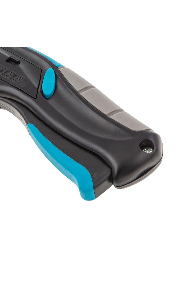 Нож ремонтно-монтажный, трехкомпонентная рукоятка, автовыброс, возврат лезвия, пистолетного типа, 170 мм, 5 запасных лезвий Gross