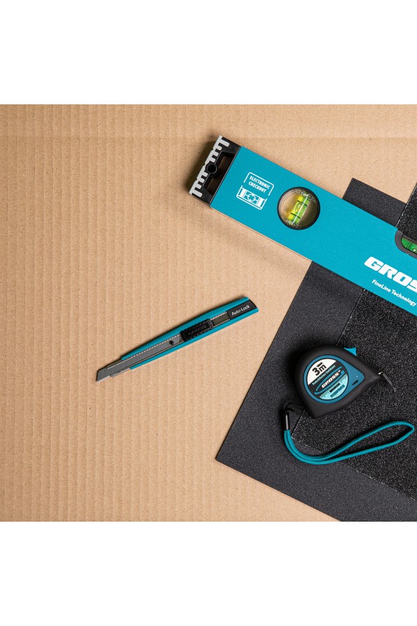 Нож, 145 мм, корпус ABS пластик, выдвижное сегментное лезвие 9 мм (SK-5) металлическая направляющая Gross