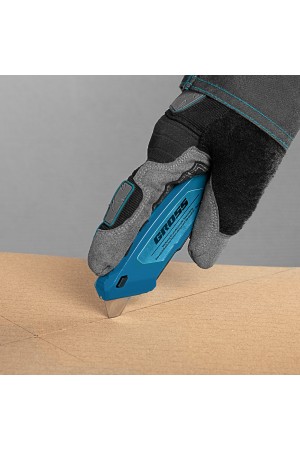 Нож, 130 мм, алюминиевый корпус, выдвижное трапециевидное лезвие 18 мм (SK-5), клипса для ремня, 4 лезвия Gross