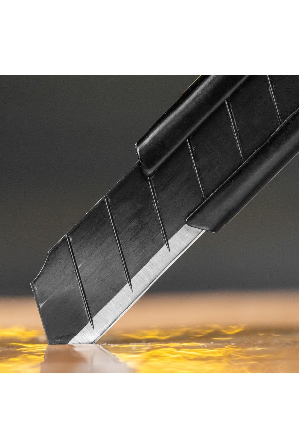 Нож, 9 мм, сменное лезвие, SK4, алюминиевый корпус, торцевой зажим Denzel