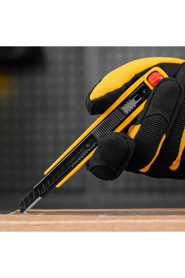 Нож, 9 мм, сменное лезвие, SK4, алюминиевый корпус, торцевой зажим Denzel