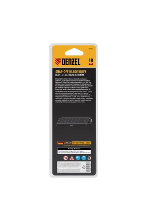 Нож, 18 мм, сменное лезвие, SK4, корпус из ABS + TPR, торцевой зажим Denzel