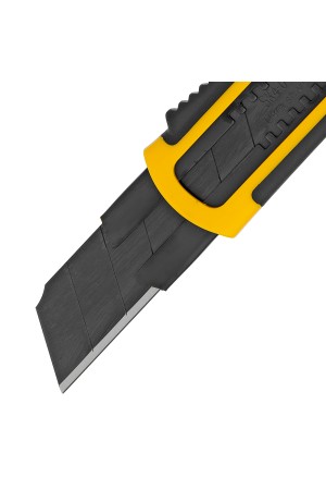 Нож, 25 мм, сменное лезвие, SK4, корпус из ABS + TPR, торцевой зажим Denzel