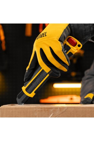 Нож, 25 мм, сменное лезвие, SK4, корпус из ABS + TPR, торцевой зажим Denzel