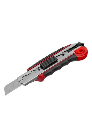 Нож, 18 мм, выдвижное лезвие, металлическая направляющая, обрезиненная ручка, 5 лезвий Matrix