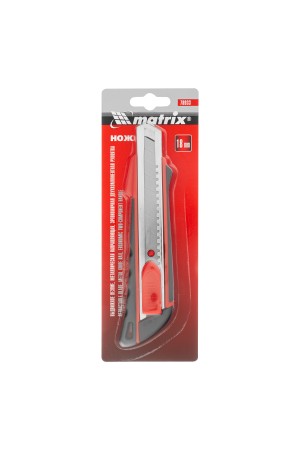 Нож, 18 мм, выдвижное лезвие, металлическая направляющая, эргономичная двухкомпонентная рукоятка Matrix