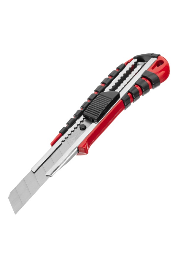 Нож, 18 мм, выдвижное лезвие металлическая направляющая, эргономичная двухкомпонентная рукоятка Matrix