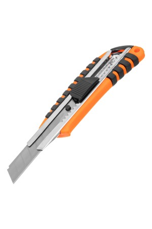 Нож, 18 мм, выдвижное лезвие, металлическая направляющая, пластиковый двухкомпонентный корпус Sparta