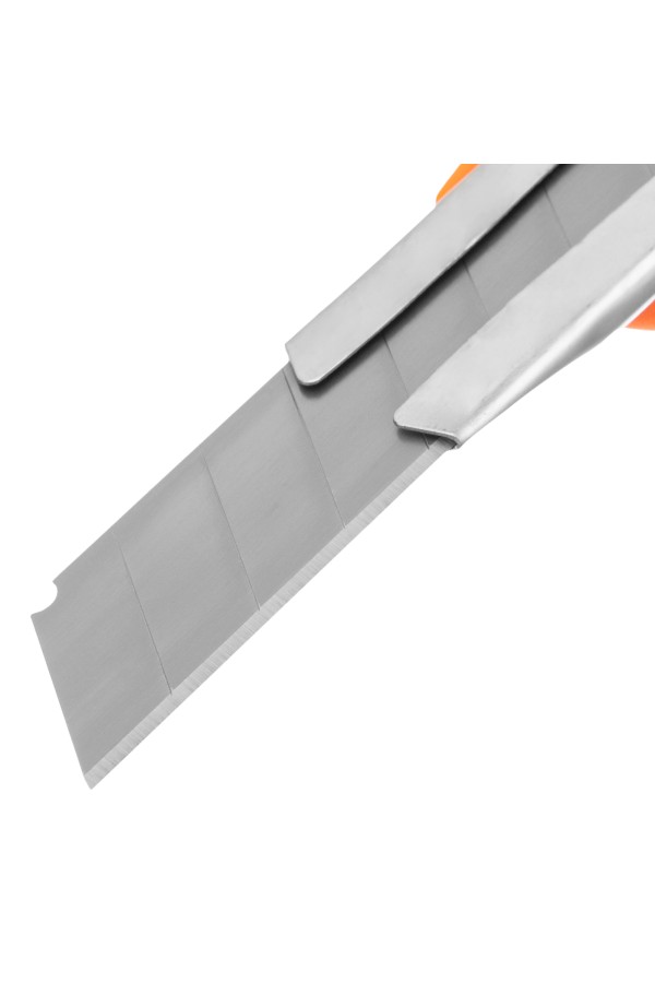 Нож, 18 мм, выдвижное лезвие, металлическая направляющая, пластиковый двухкомпонентный корпус Sparta