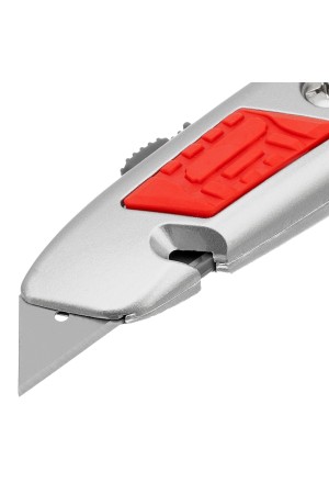 Нож, 19 мм, выдвижное трапециевидное лезвие, отделение для лезвий, метал. корпус Matrix