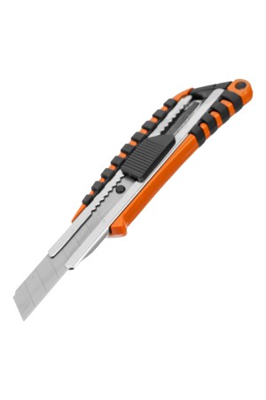 Нож, 18 мм, выдвижное лезвие, металлическая направляющая, металлический двухкомпонентный корпус Sparta