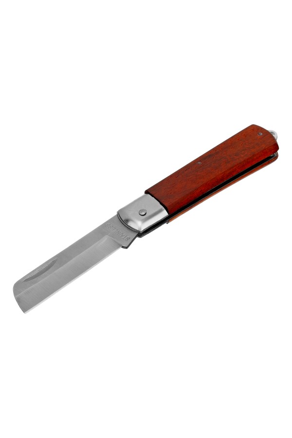 Нож складной, 200 мм, прямое лезвие, деревянная ручка Sparta