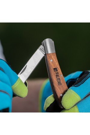 Нож садовый складной, копулировочный, 173 мм, деревянная рукоятка, Palisad