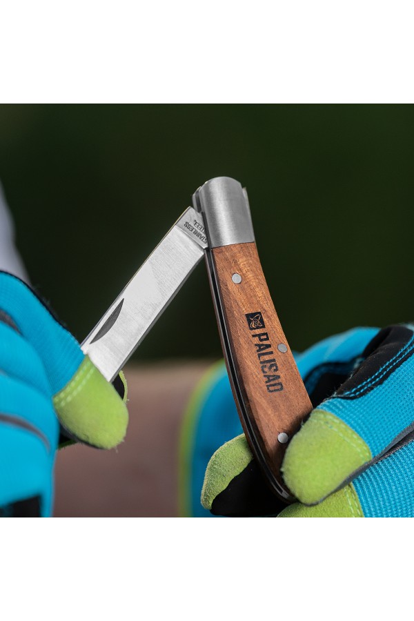 Нож садовый складной, копулировочный, 173 мм, деревянная рукоятка, Palisad