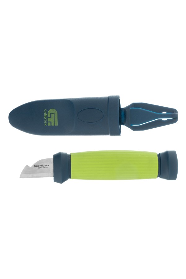 Нож монтажника с чехлом (заточка справа) обрезиненная рукоятка, 154 мм, лезвие 31 мм Сибртех