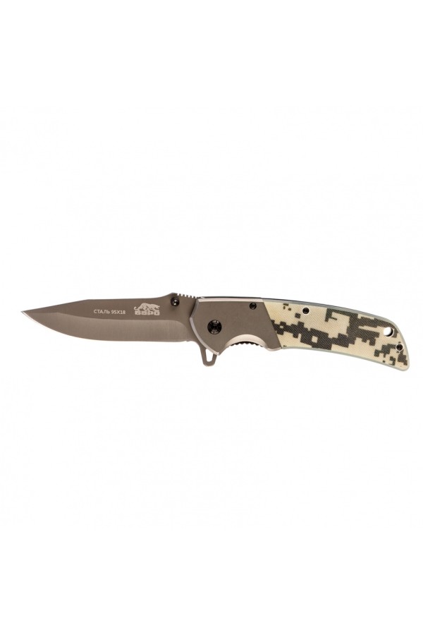 Нож туристический, складной, 220/90 мм, система Liner-Lock, с накладкой G10 на рукоятке Барс