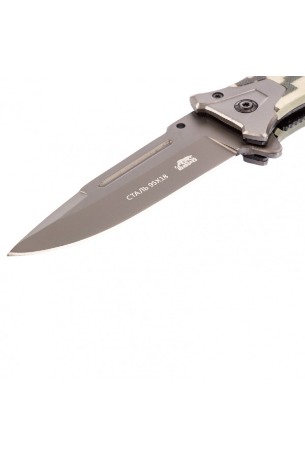 Нож туристический, складной, 220/90 мм, система Liner-Lock, с накладкой G10 на руке, стеклобой Барс