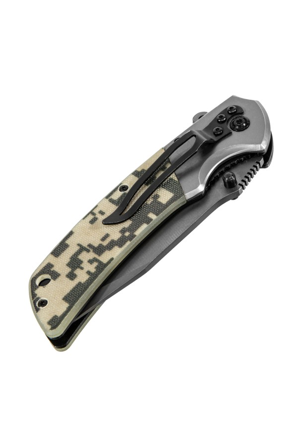 Нож складной, многоцелевой, системы Liner-Lock, с накладкой G10 на классической рукоятке Denzel