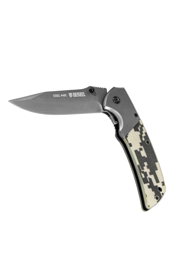 Нож складной, многоцелевой, системы Liner-Lock, с накладкой G10 на классической рукоятке Denzel