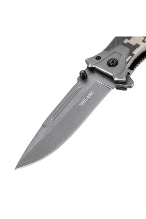 Нож складной, многоцелевой, системы Liner-Lock, с накладкой G10 на прямой рук-ке+стеклобой Denzel