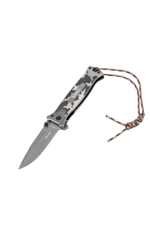 Нож складной, многоцелевой, системы Liner-Lock, с накладкой G10 на прямой рук-ке+стеклобой Denzel