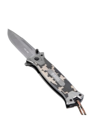 Нож складной, многоцелевой, системы Liner-Lock, с накладкой G10 на прямой рук-ке+стеклобой Denzel