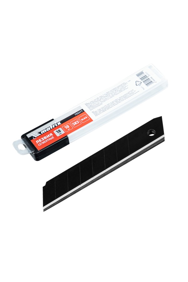 Лезвия, 18 мм, сталь SK5, black, 10 шт Matrix