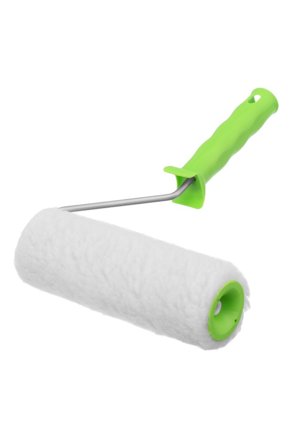 Валик с натуральным мехом, с ручкой, 200 мм, ворс 12 мм, D 48 мм, D ручки 6 мм, Сибртех