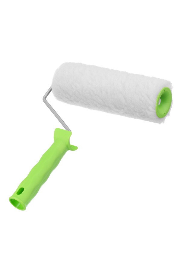 Валик с натуральным мехом, с ручкой, 200 мм, ворс 12 мм, D 48 мм, D ручки 6 мм, Сибртех