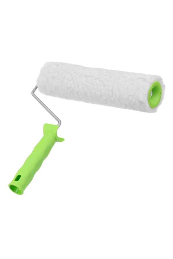 Валик с натуральным мехом, с ручкой, 250 мм, ворс 12 мм, D 48 мм, D ручки 6 мм, Сибртех