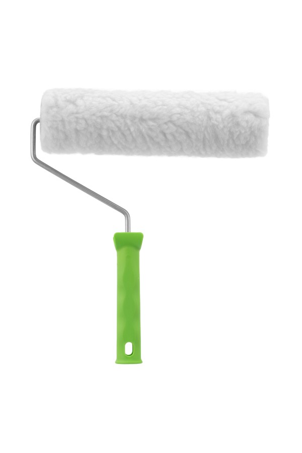 Валик с натуральным мехом, с ручкой, 250 мм, ворс 12 мм, D 48 мм, D ручки 6 мм, Сибртех