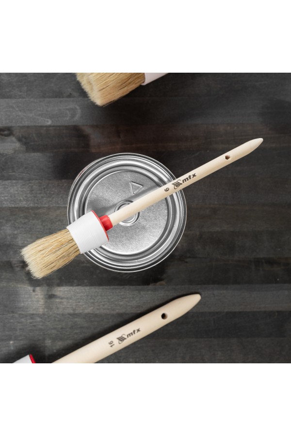 Кисть круглая № 6 (30 мм) натуральная щетина, деревянная ручка MTX