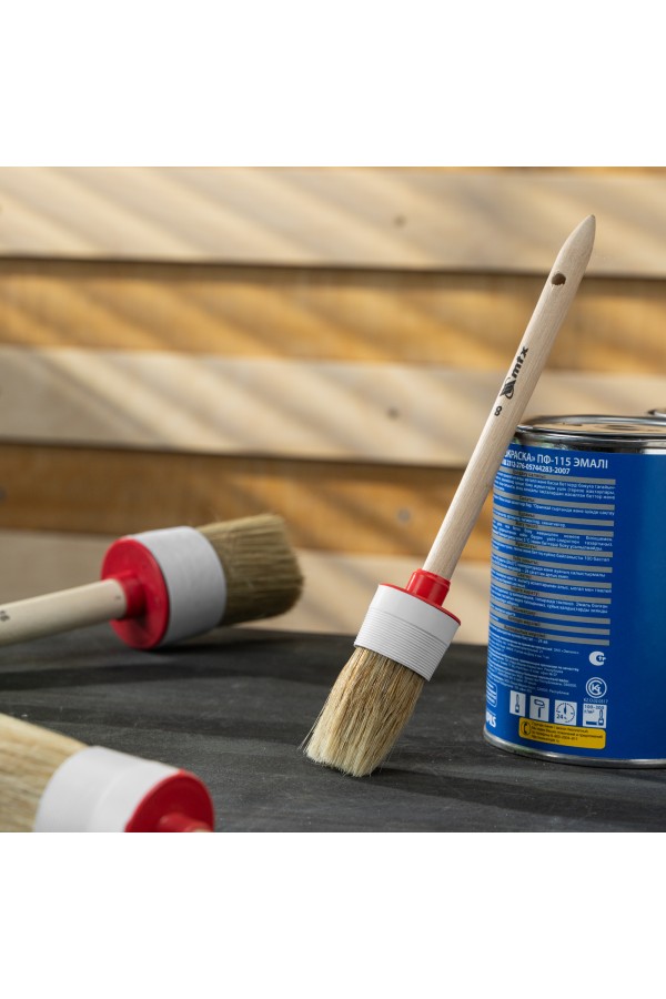 Кисть круглая № 8 (35 мм) натуральная щетина, деревянная ручка MTX