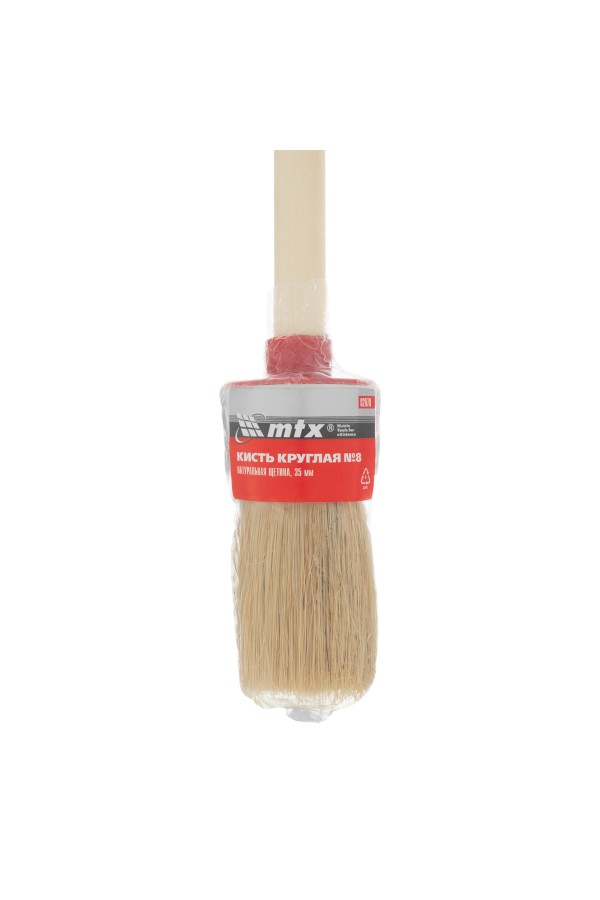 Кисть круглая № 8 (35 мм) натуральная щетина, деревянная ручка MTX