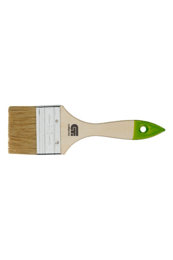 Кисть плоская 63 мм, натуральная щетина, деревянная ручка Сибртех