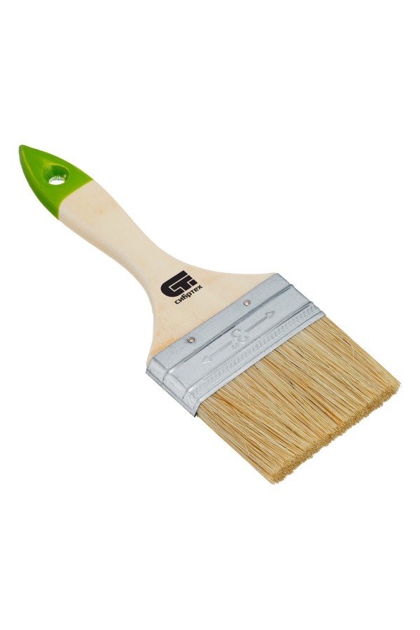Кисть плоская 75 мм, натуральная щетина, деревянная ручка Сибртех