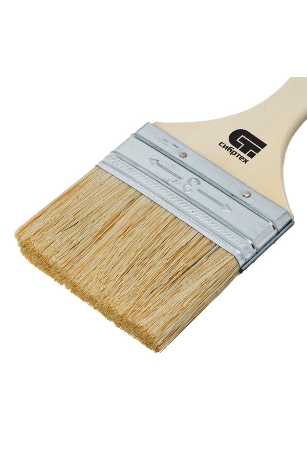 Кисть плоская 75 мм, натуральная щетина, деревянная ручка Сибртех