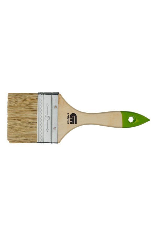 Кисть плоская 75 мм, натуральная щетина, деревянная ручка Сибртех